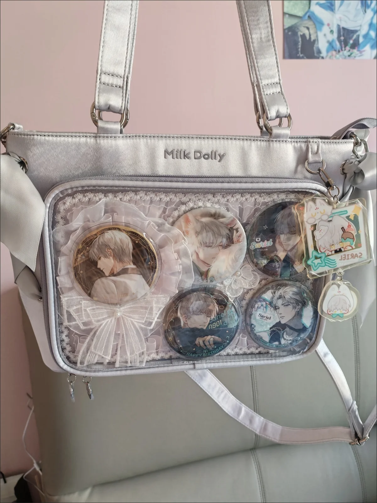 Handmade Lace Bowknot Cat Ears Wings Large Capacity Ribbon Ita Board Badge Holder Ita Bag Accessory Ita Bag Insert Board