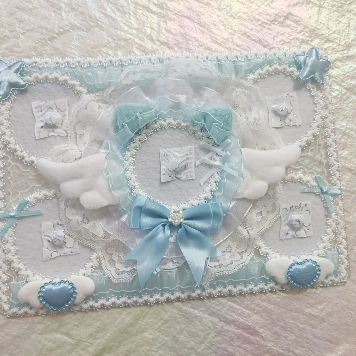 Handmade Lace Bowknot Cat Ears Wings Large Capacity Ribbon Ita Board Badge Holder Ita Bag Accessory Ita Bag Insert Board