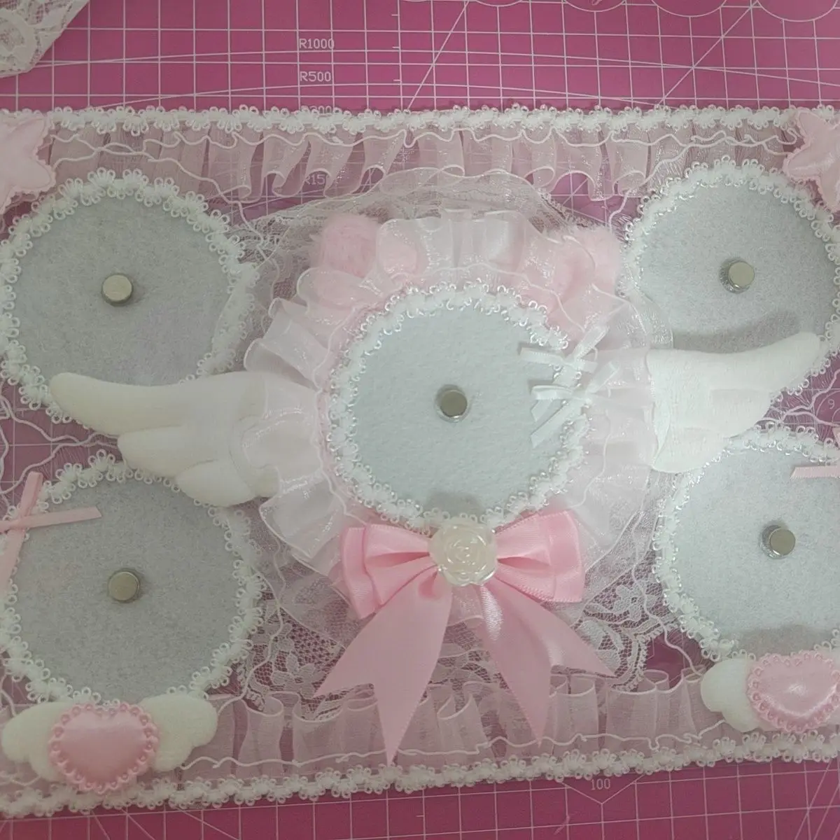 Handmade Lace Bowknot Cat Ears Wings Large Capacity Ribbon Ita Board Badge Holder Ita Bag Accessory Ita Bag Insert Board