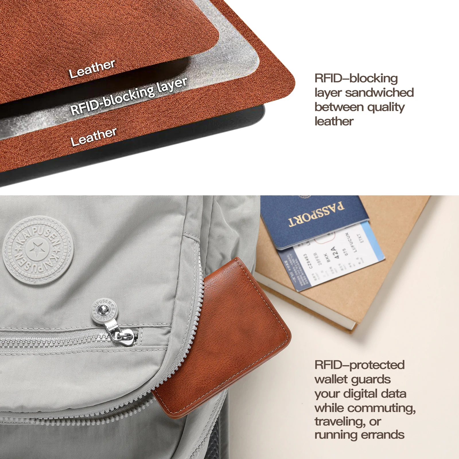 Rfid Blocking Leather Front Pocket Wallet For Men Slim Minimalist Men's Credit Card Holder Ultra Thin Wallet Male With ID Window