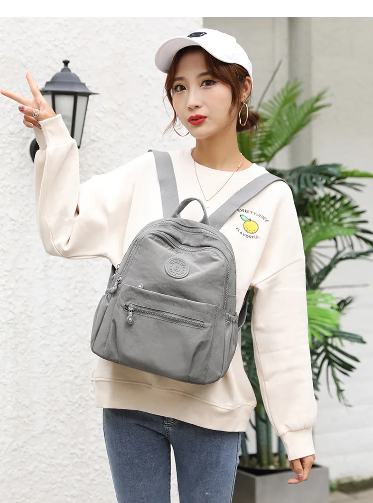 Women Stylish Nylon Oxford Backpack Korean Trendy Small Rucksack Versatile Canvas Bookbag Mommy Travel Bag