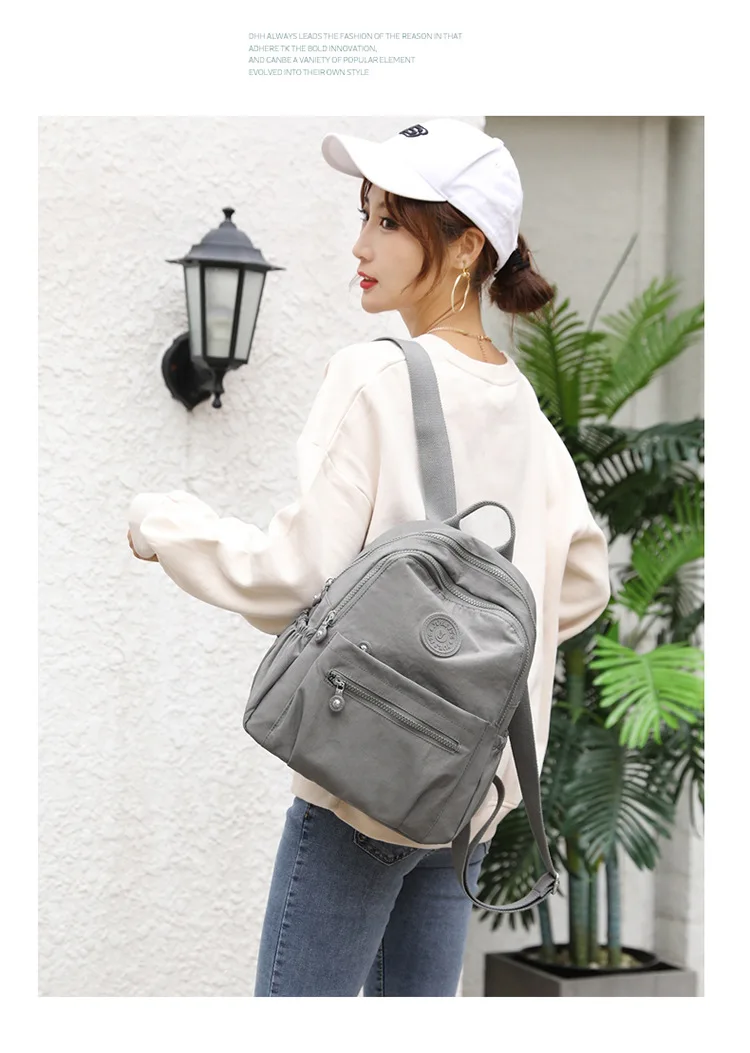 Women Stylish Nylon Oxford Backpack Korean Trendy Small Rucksack Versatile Canvas Bookbag Mommy Travel Bag