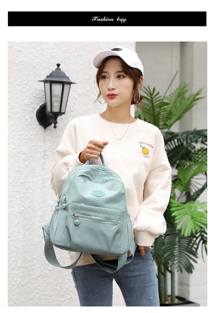 Women Stylish Nylon Oxford Backpack Korean Trendy Small Rucksack Versatile Canvas Bookbag Mommy Travel Bag