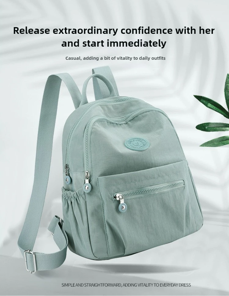 Women Stylish Nylon Oxford Backpack Korean Trendy Small Rucksack Versatile Canvas Bookbag Mommy Travel Bag
