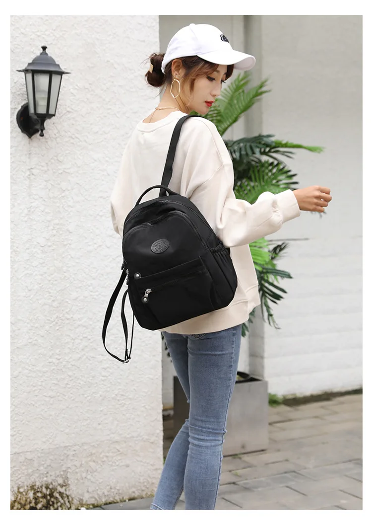 Women Stylish Nylon Oxford Backpack Korean Trendy Small Rucksack Versatile Canvas Bookbag Mommy Travel Bag
