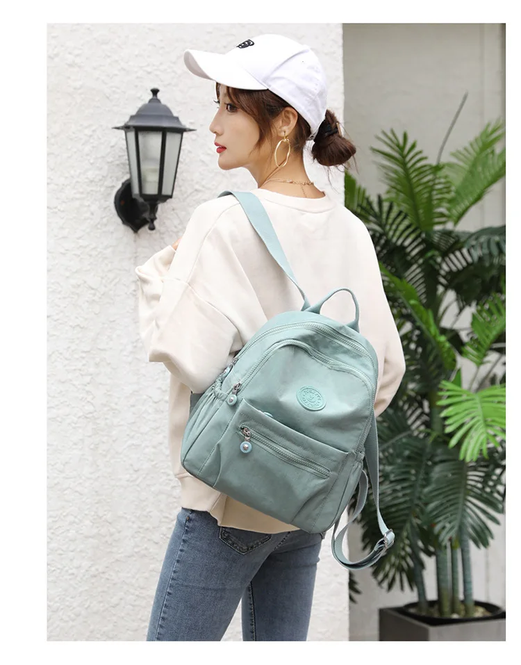 Women Stylish Nylon Oxford Backpack Korean Trendy Small Rucksack Versatile Canvas Bookbag Mommy Travel Bag