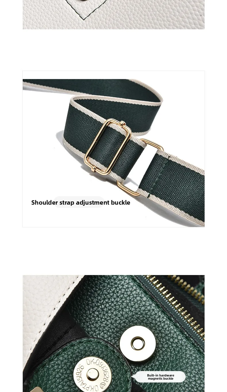 Minimalist Bucket Bag with Contrast Colors Strap & Hardware, Soft Textured Leather, Adjustable Crossbody Strap for Daily Wear
