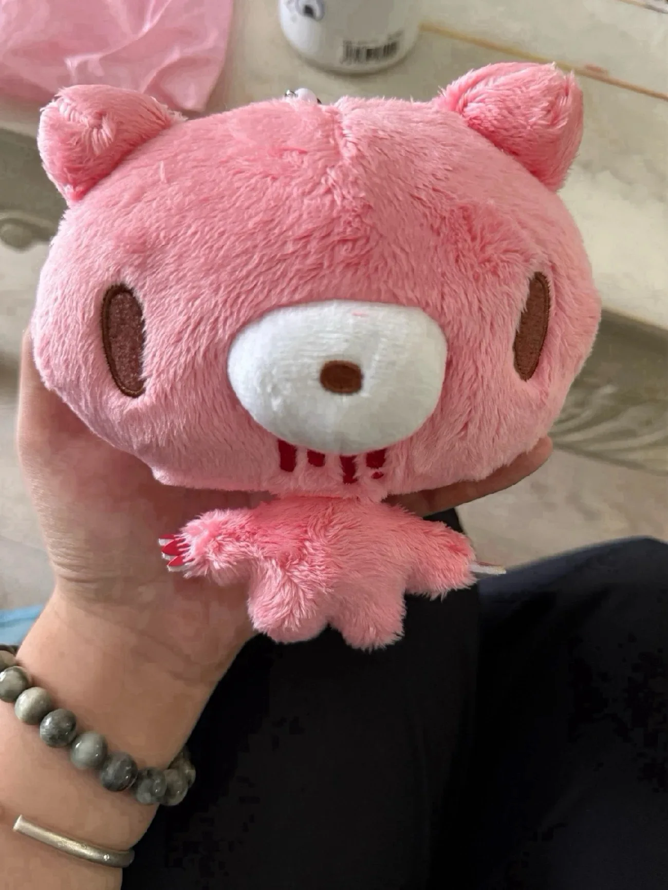 Kawaii Pink Plush Bear Coin Purse Mini Wallet Card Holder Cute Animal Bag Charm Keychain Pouch Small Credit Card Case Girls Gif