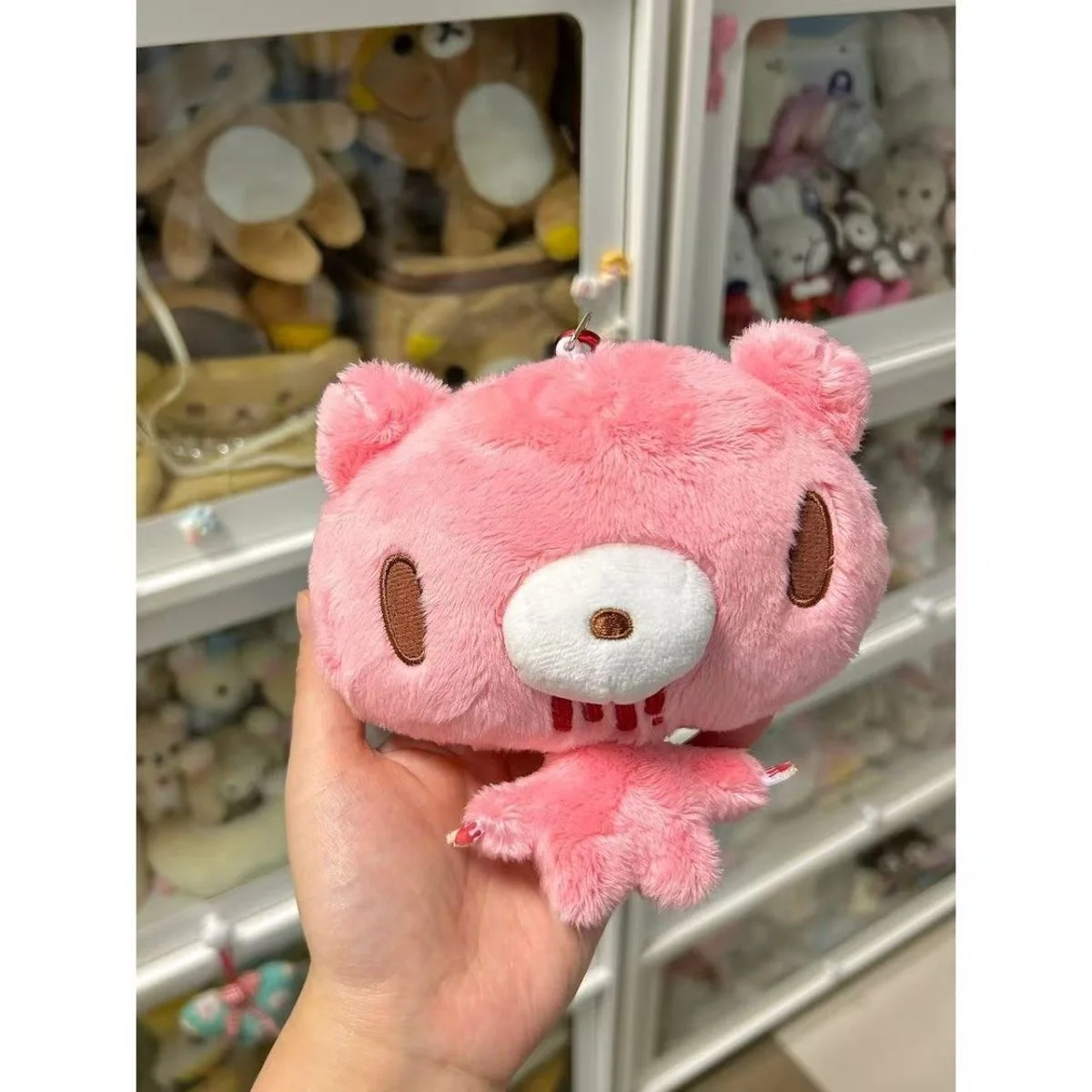 Kawaii Pink Plush Bear Coin Purse Mini Wallet Card Holder Cute Animal Bag Charm Keychain Pouch Small Credit Card Case Girls Gif