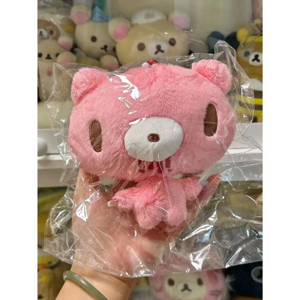Kawaii Pink Plush Bear Coin Purse Mini Wallet Card Holder Cute Animal Bag Charm Keychain Pouch Small Credit Card Case Girls Gif
