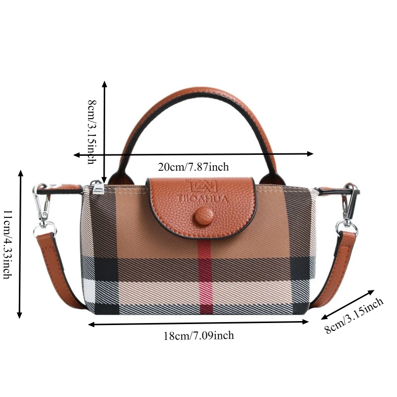 1pcs PU Flap Button Mini Shoulder Bag With Adjustable Strap Crossbody Purse