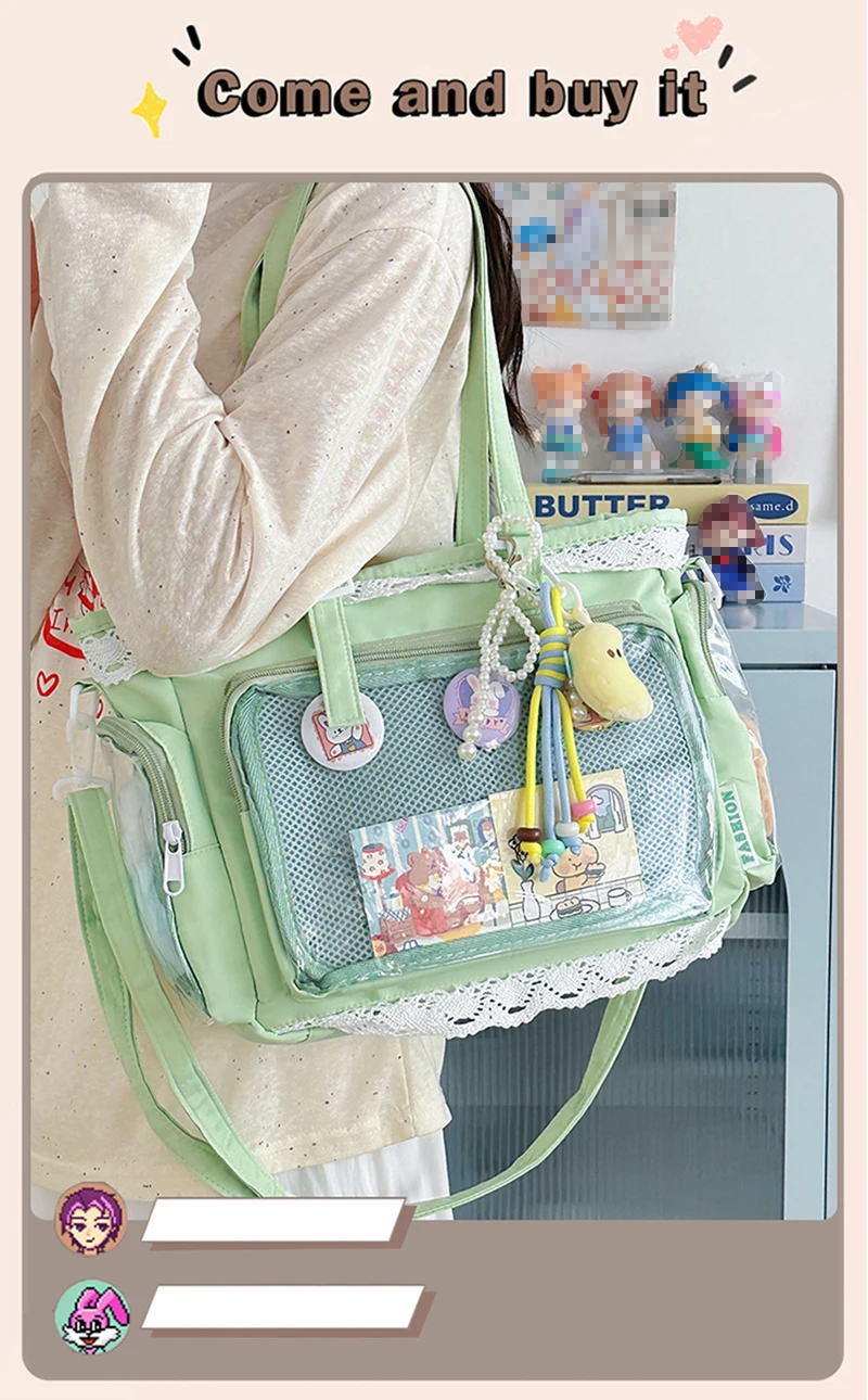 Ballet Girl Large Capacity Ita Bag Japanese Anime Two-dimension Shoulder Crossbody Bag Women Handbag Gift For Friends