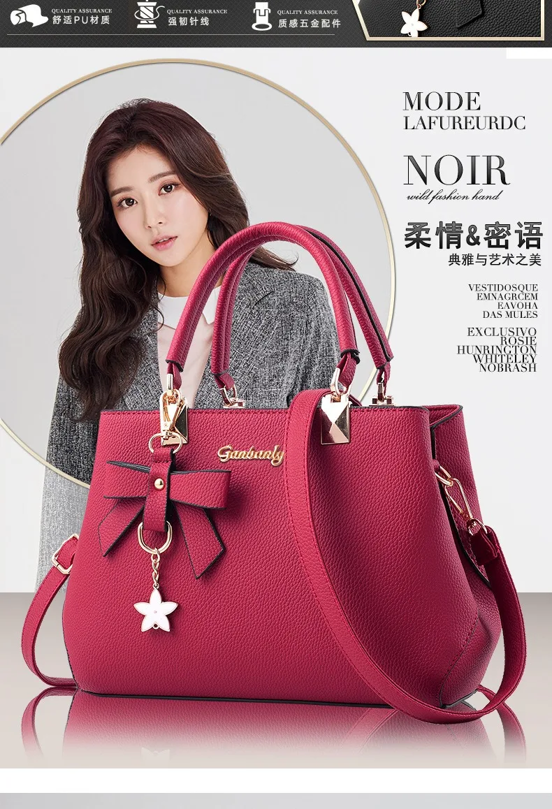 New Korean version trendy autumn and winter bow women's bag portable shoulder bag messenger bag killer bag mother bag large capa