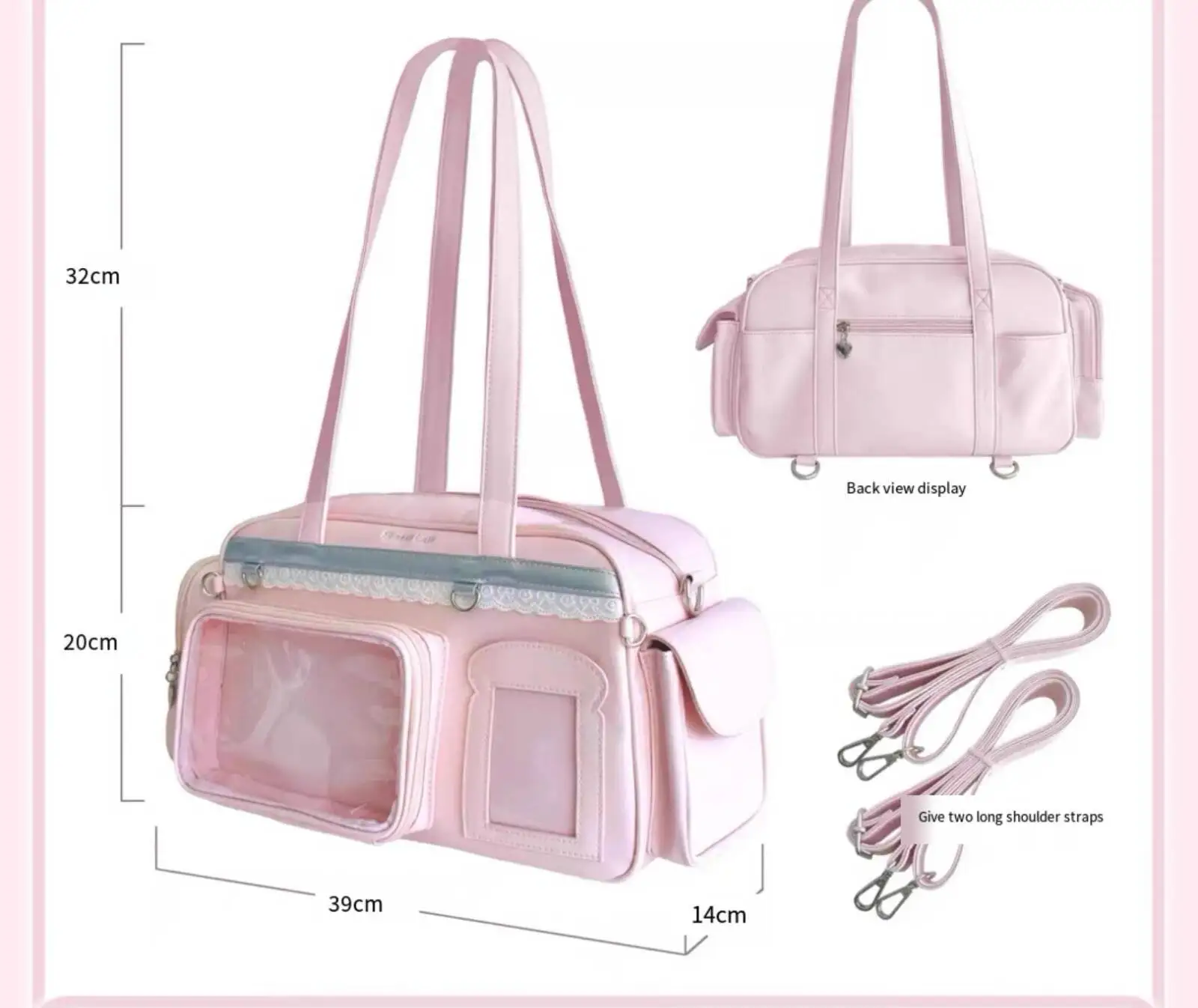 Y2K New Concert Ita Bag JK Large Capacity Shoulder Bag Cute Girl Transparent Backpack Exhibition DIY Badge Display Crossbody Bag