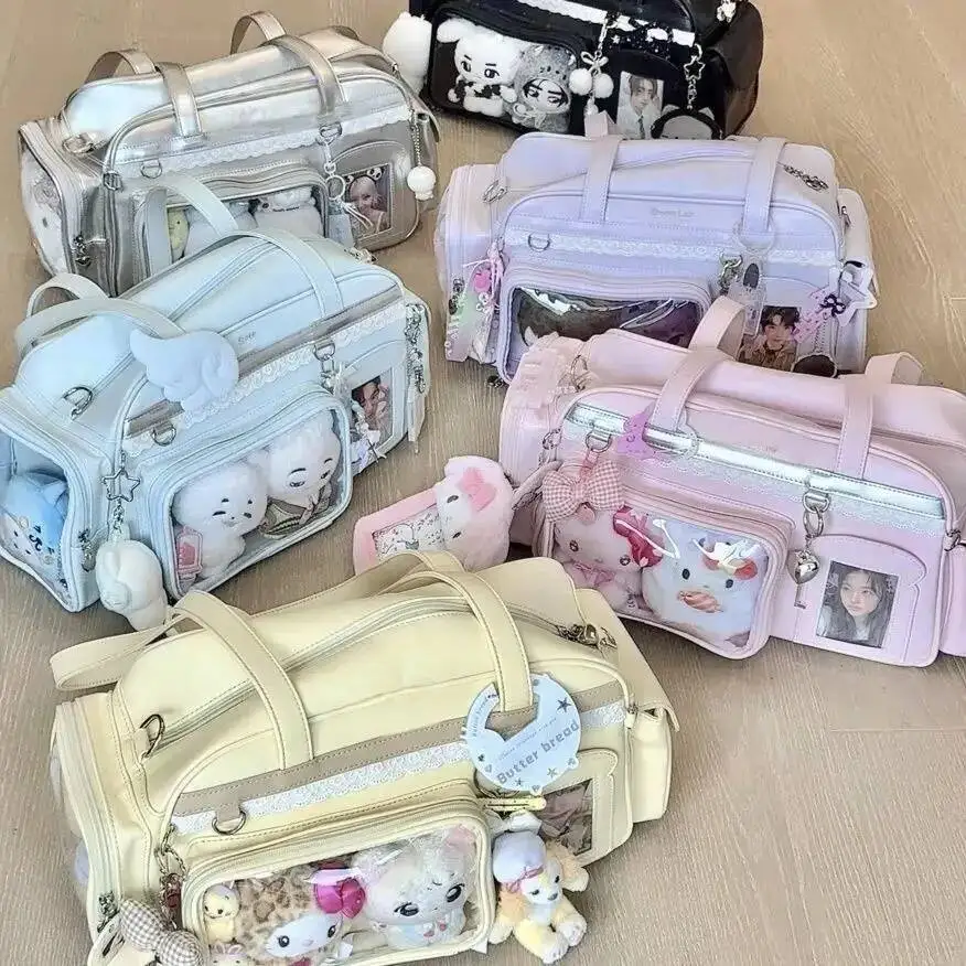 Y2K New Concert Ita Bag JK Large Capacity Shoulder Bag Cute Girl Transparent Backpack Exhibition DIY Badge Display Crossbody Bag