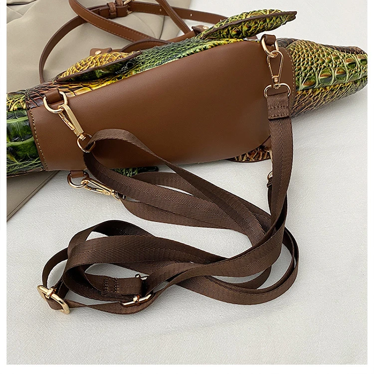 Realistic Alligator Novelty Handbag Glossy Croc Print PU Multi Carry Design Unique Animal Crossbody Bag Street Party & Cosplay
