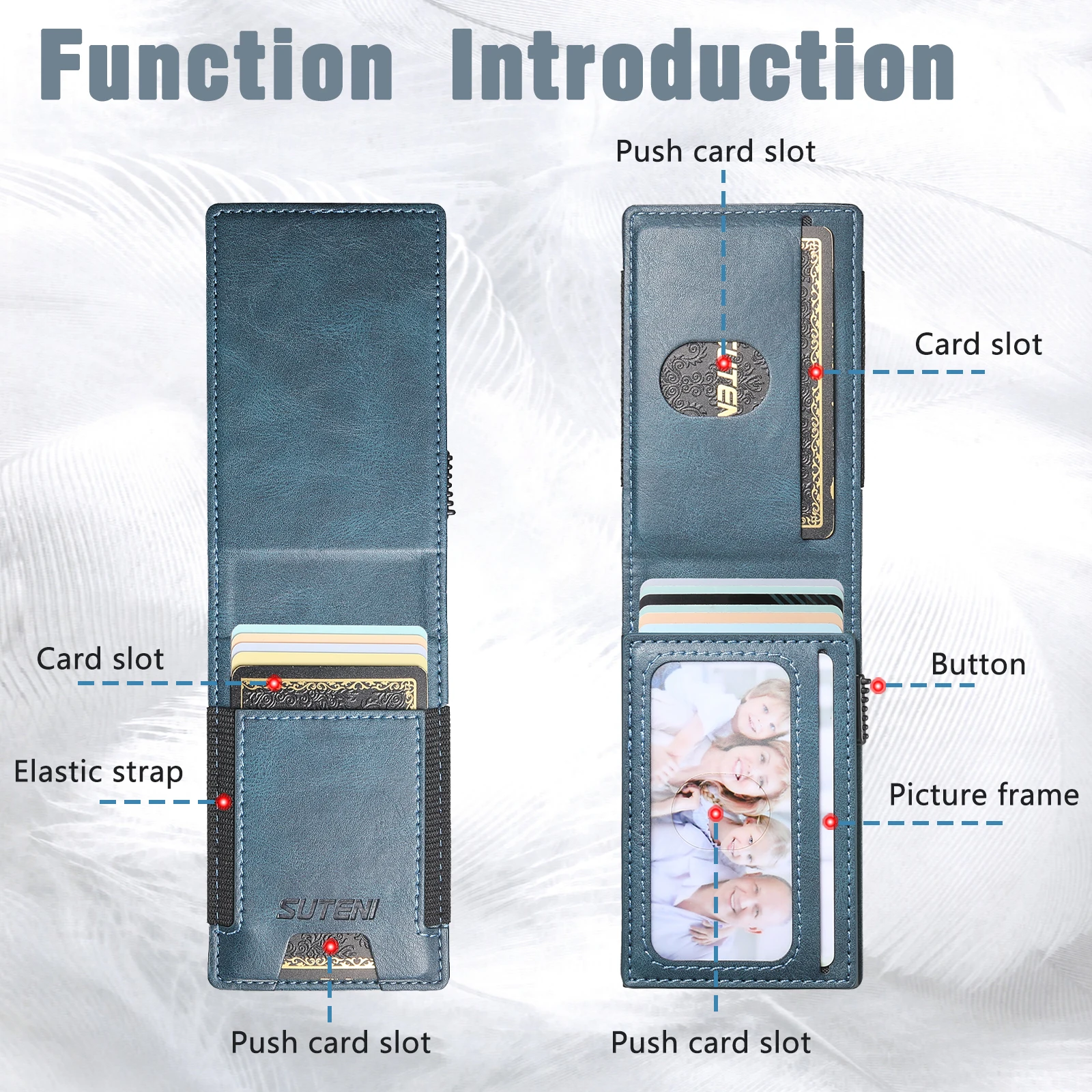 SUTENI Faux Leather For Men Wallet Card Slot Wallet Flip Cover Card Box Pressing The Button Automatically Ejects The Card