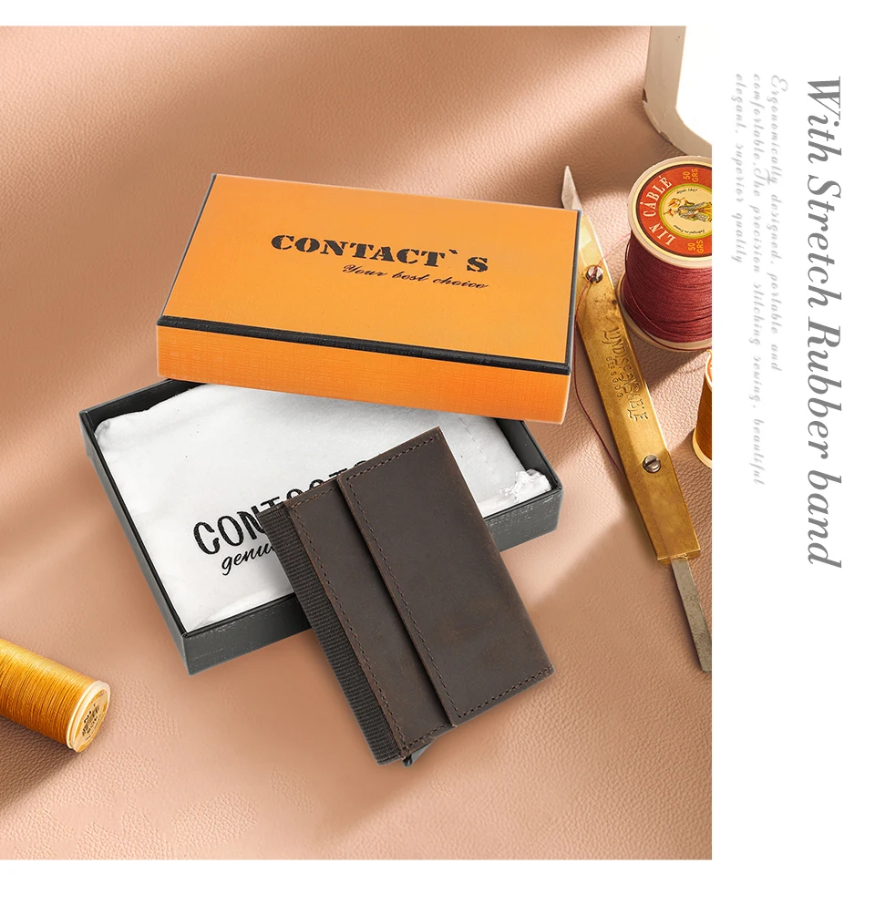 Genuine Leather RFID Credit Card Holder for Men Aluminium Box Travel Card Case Pop up Men Card Wallets Slim Money Clips