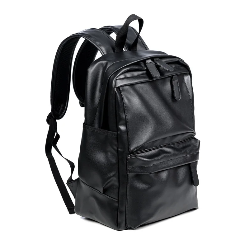 Men Backpack Pu Leather Fashion Waterproof Travel Bag Casual 14 inch laptop backpack
