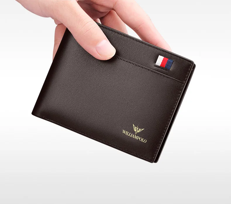 WILLIAMPOLO Men Leather Wallets Small Money Purses Design Dollar Price Top Men Thin Wallet Business Short Wallet For Men