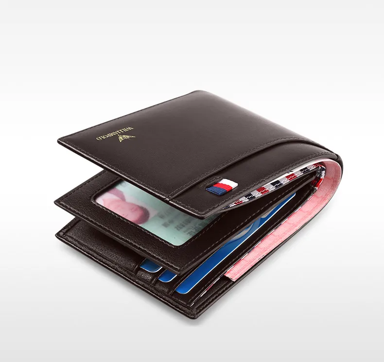 WILLIAMPOLO Men Leather Wallets Small Money Purses Design Dollar Price Top Men Thin Wallet Business Short Wallet For Men