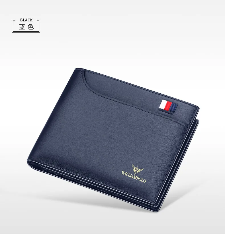 WILLIAMPOLO Men Leather Wallets Small Money Purses Design Dollar Price Top Men Thin Wallet Business Short Wallet For Men