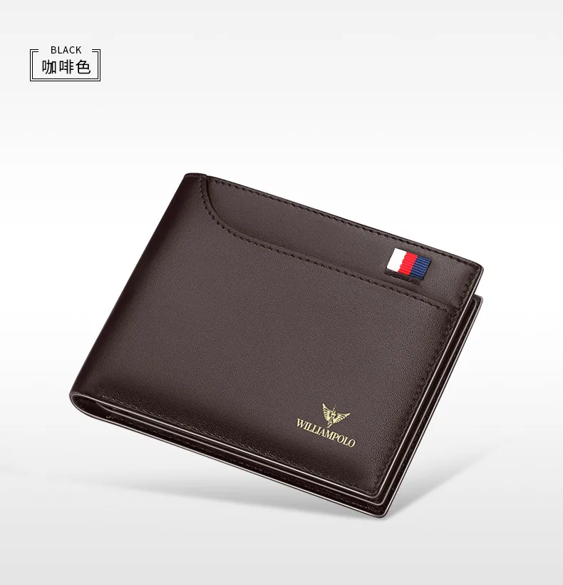 WILLIAMPOLO Men Leather Wallets Small Money Purses Design Dollar Price Top Men Thin Wallet Business Short Wallet For Men