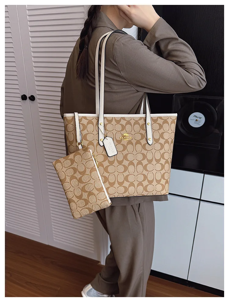 Women's Bag 2026 New high-quality printed tote bag, light luxury vintage shoulder bag, fashionable and elegant handbag