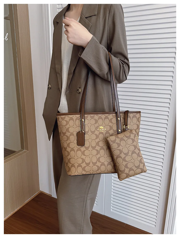 Women's Bag 2026 New high-quality printed tote bag, light luxury vintage shoulder bag, fashionable and elegant handbag