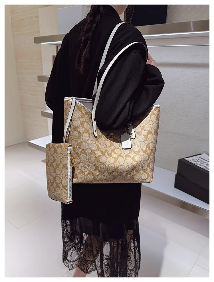 Women's Bag 2026 New high-quality printed tote bag, light luxury vintage shoulder bag, fashionable and elegant handbag