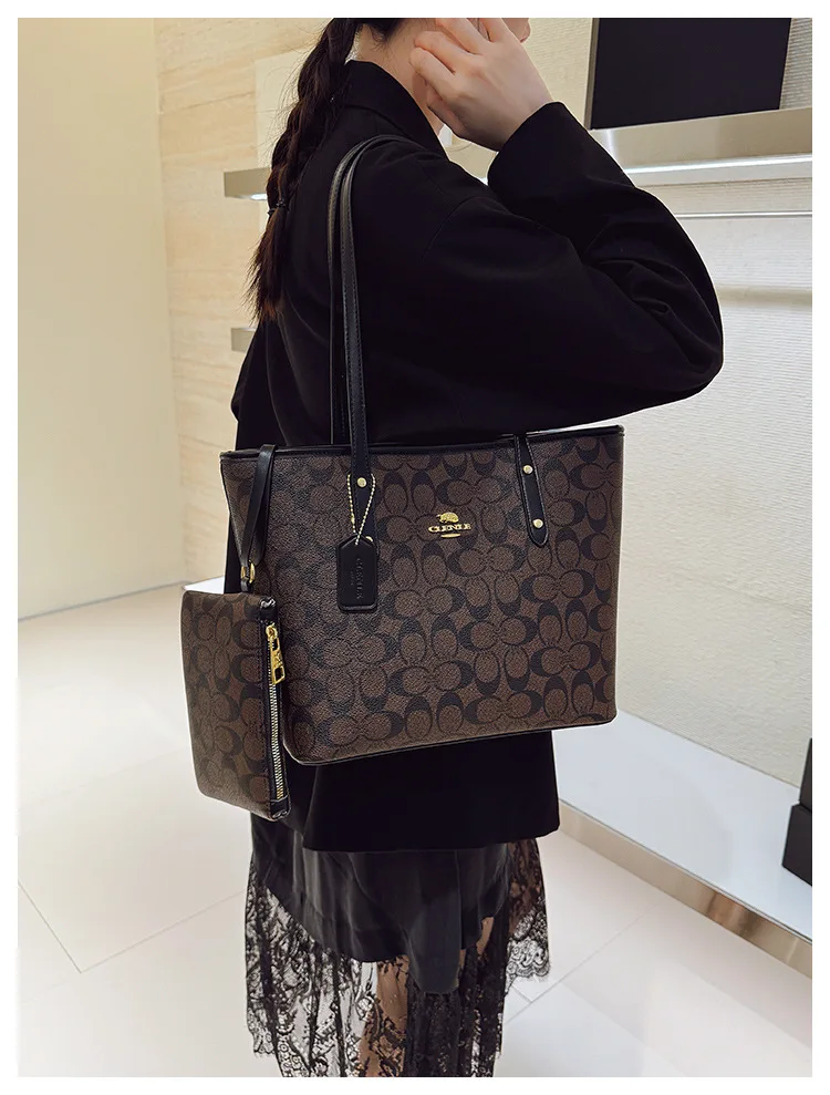 Women's Bag 2026 New high-quality printed tote bag, light luxury vintage shoulder bag, fashionable and elegant handbag