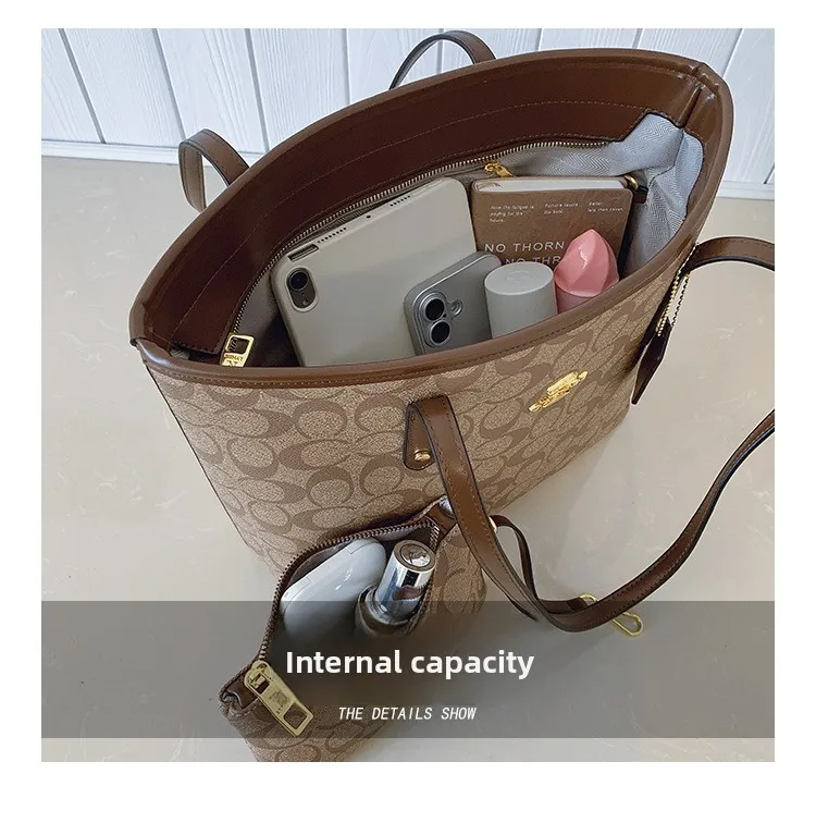 Women's Bag 2026 New high-quality printed tote bag, light luxury vintage shoulder bag, fashionable and elegant handbag