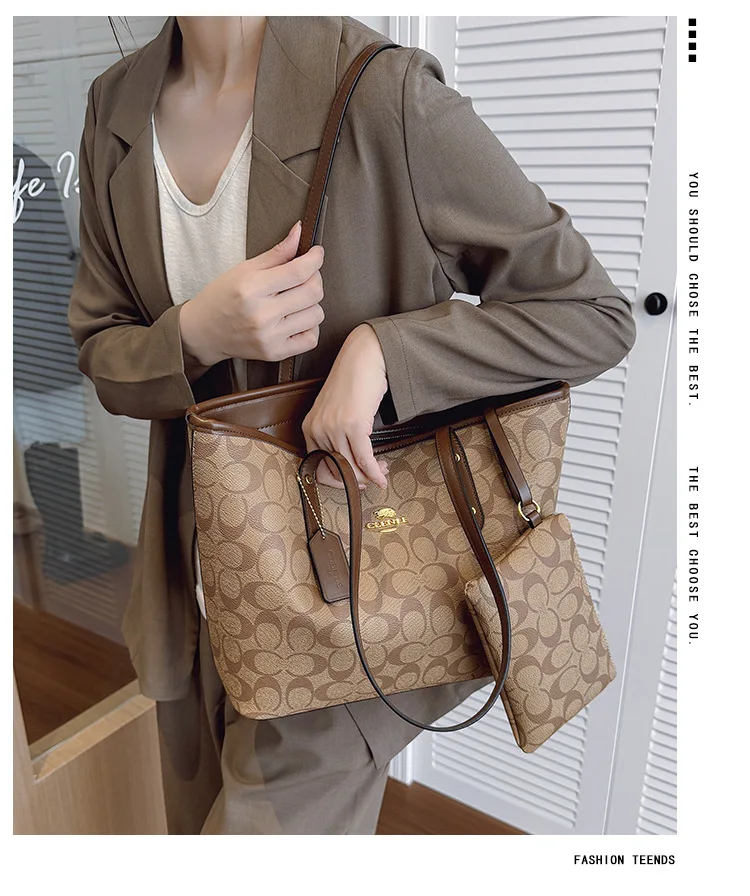 Women's Bag 2026 New high-quality printed tote bag, light luxury vintage shoulder bag, fashionable and elegant handbag