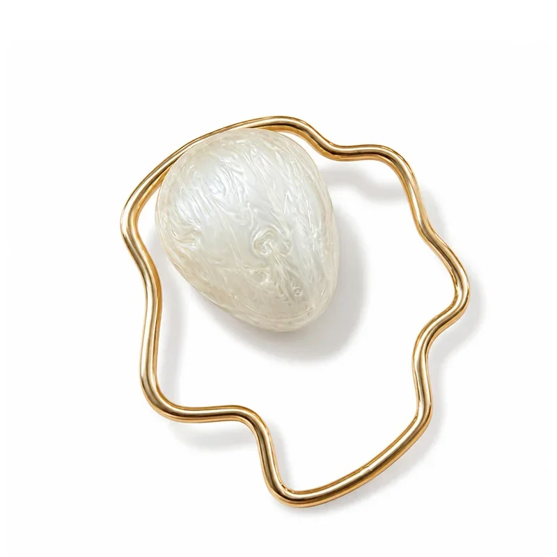 Egg Shape Wave Metal Ring Handle Evening Clutch Bag Fashion Banquet Party Handbag Elegant Wedding Purse Designer Chic Wristlet