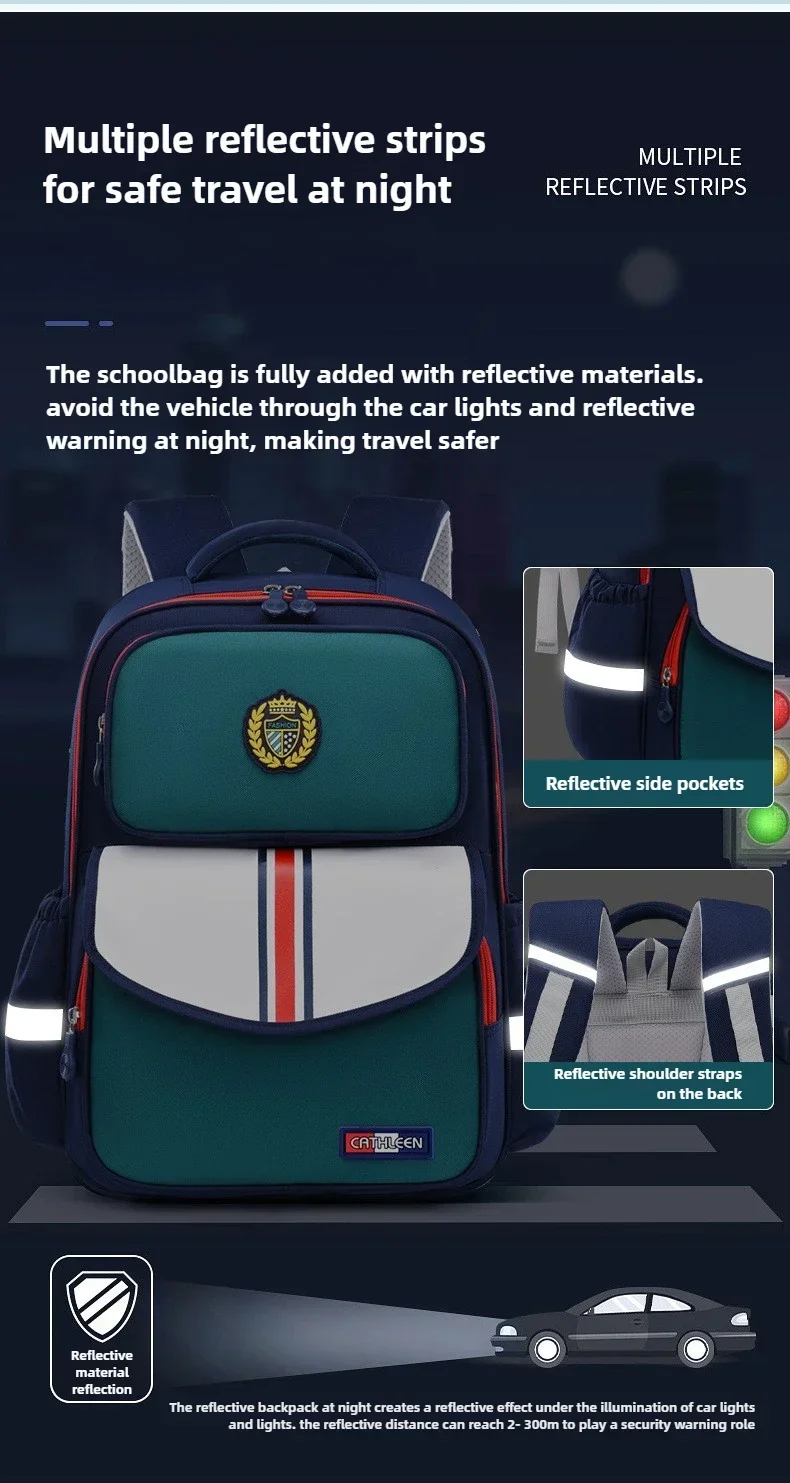 Kids School Backpack for Grade 1 6 Boys Girls Lightweight Oxford Fabric Waterproof Durable Bookbag with Ergonomic Design