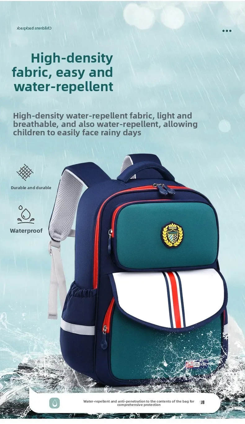 Kids School Backpack for Grade 1 6 Boys Girls Lightweight Oxford Fabric Waterproof Durable Bookbag with Ergonomic Design