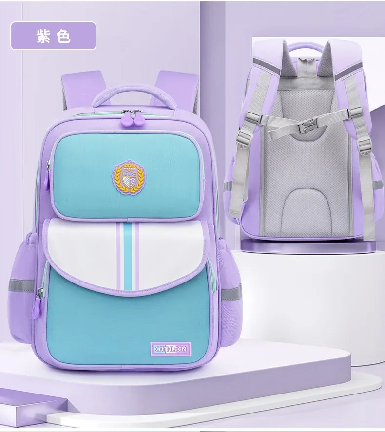 Kids School Backpack for Grade 1 6 Boys Girls Lightweight Oxford Fabric Waterproof Durable Bookbag with Ergonomic Design