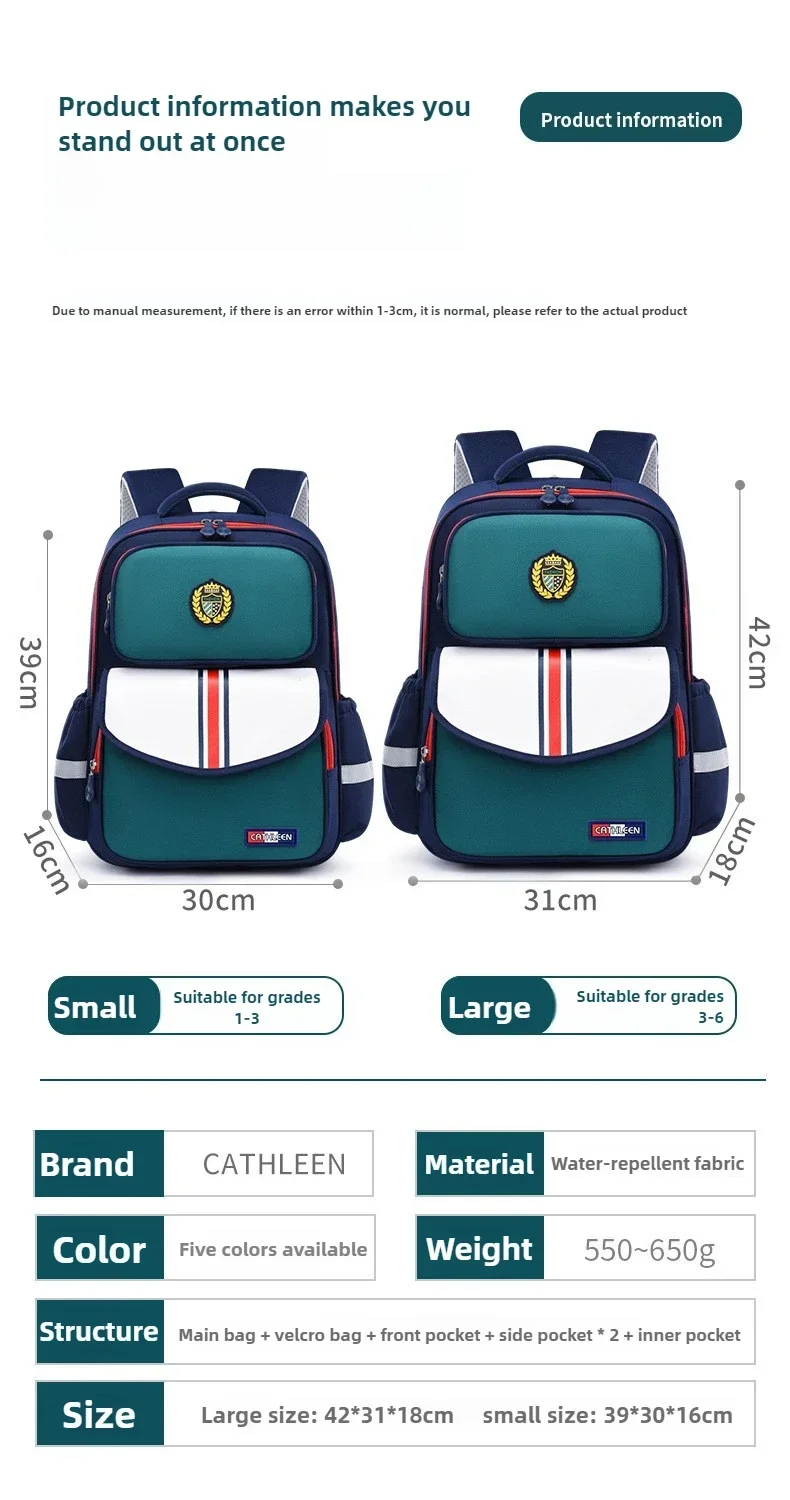 Kids School Backpack for Grade 1 6 Boys Girls Lightweight Oxford Fabric Waterproof Durable Bookbag with Ergonomic Design