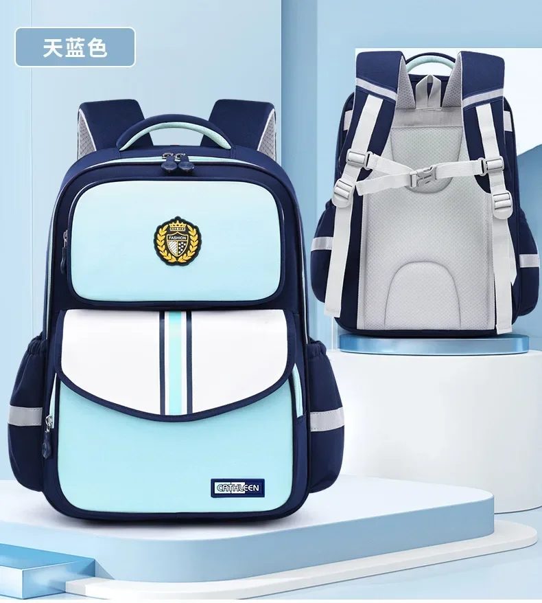 Kids School Backpack for Grade 1 6 Boys Girls Lightweight Oxford Fabric Waterproof Durable Bookbag with Ergonomic Design