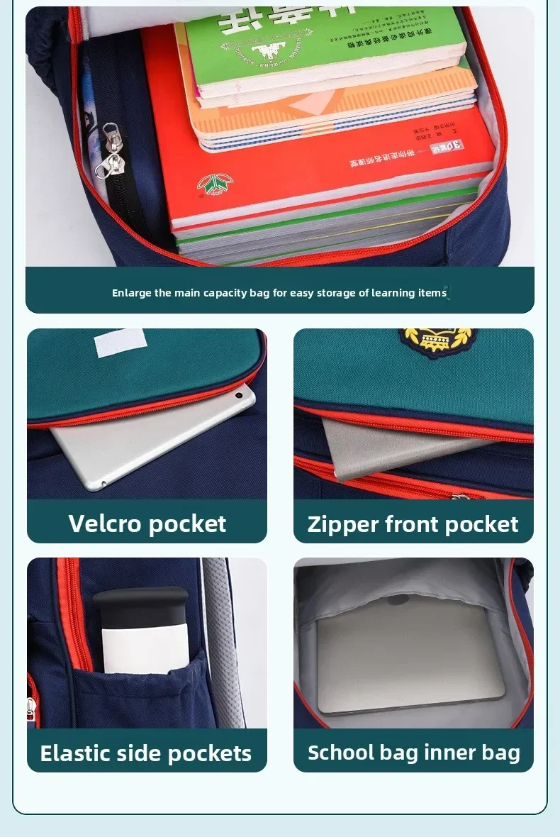Kids School Backpack for Grade 1 6 Boys Girls Lightweight Oxford Fabric Waterproof Durable Bookbag with Ergonomic Design
