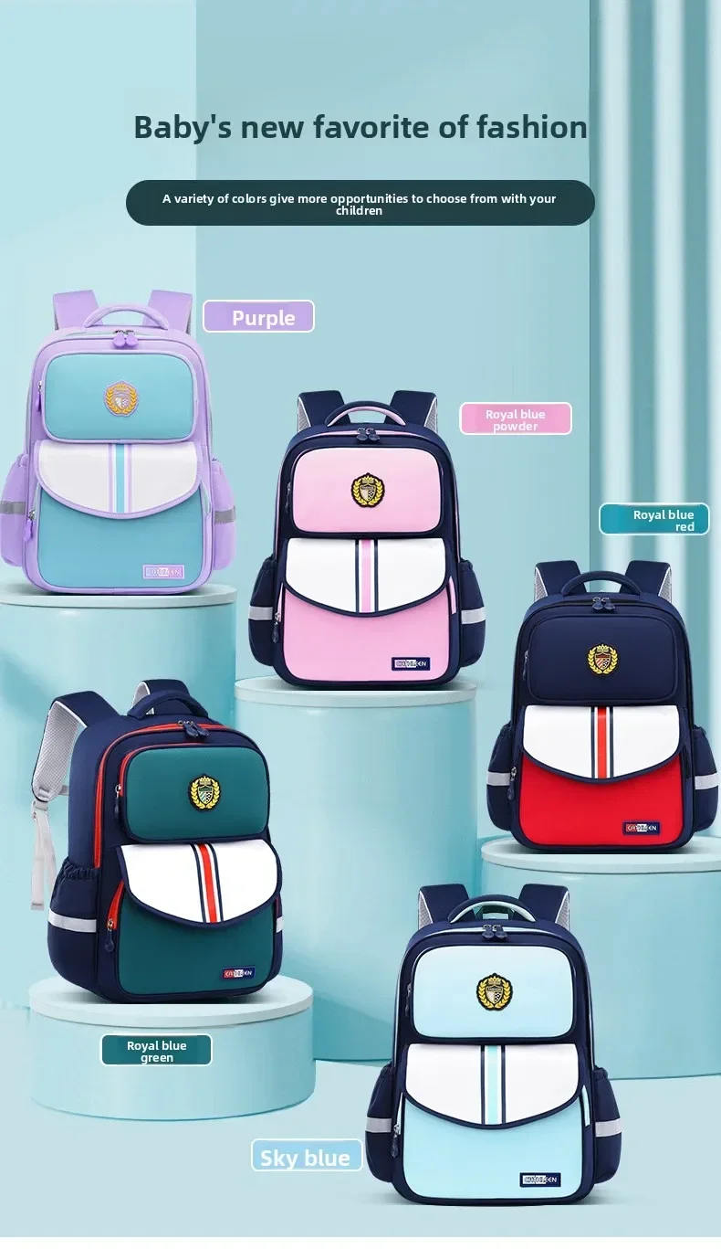 Kids School Backpack for Grade 1 6 Boys Girls Lightweight Oxford Fabric Waterproof Durable Bookbag with Ergonomic Design