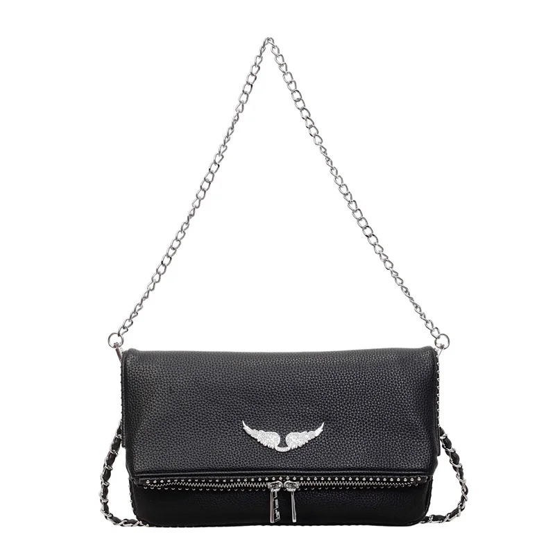 2026 Golden Classic Wing Design Small Square Bag, European American Fashion Versatile Underarm Bag, Women Single Shoulder Crossb