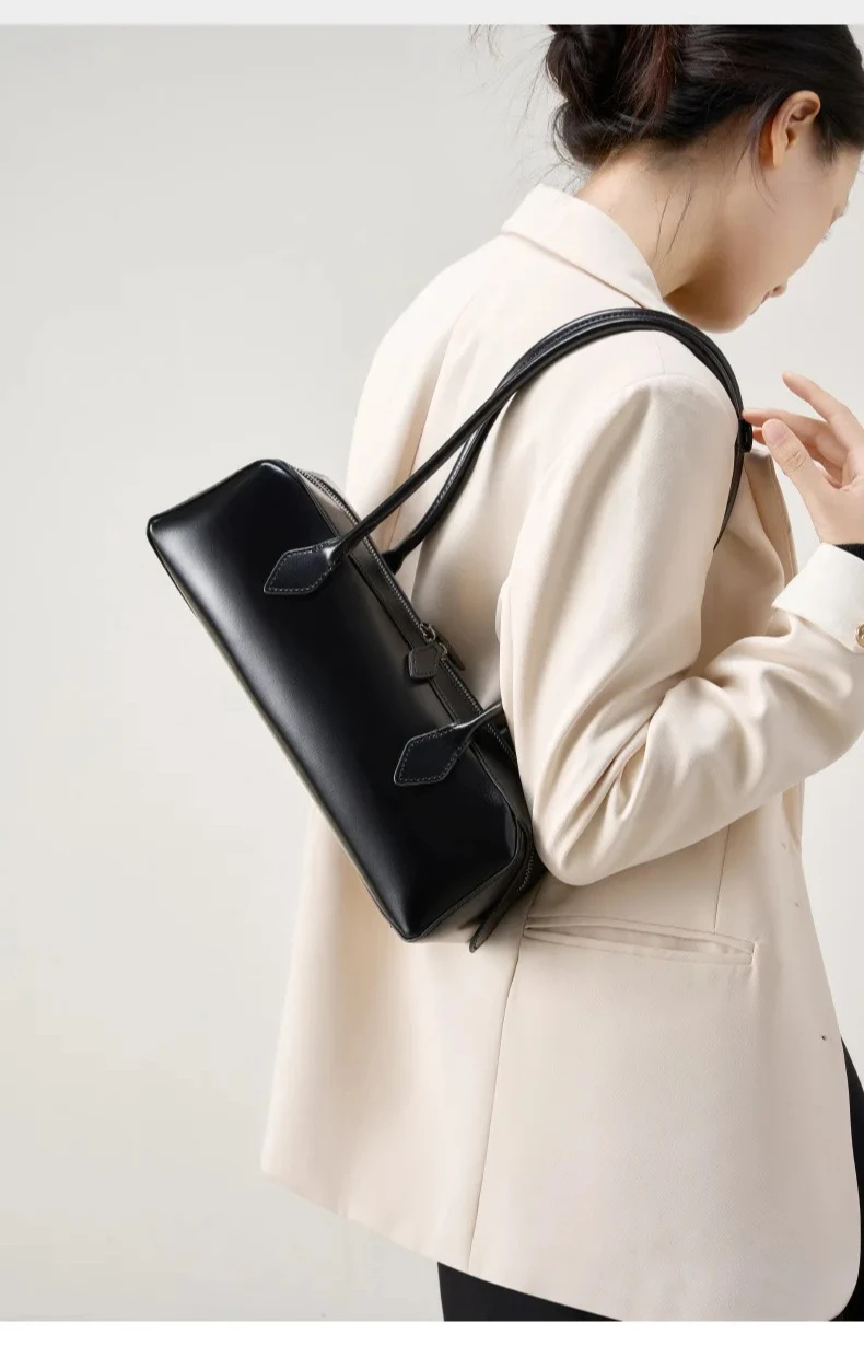 Vintage Long Shoulder Bag Women Shoulder Bag Luxury PU Leather Ladies Handbag Female Commuter Shopping Underarm Bag