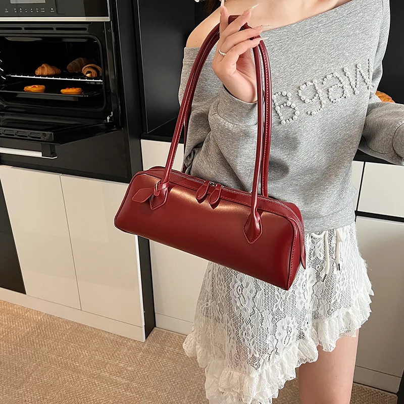 Vintage Long Shoulder Bag Women Shoulder Bag Luxury PU Leather Ladies Handbag Female Commuter Shopping Underarm Bag