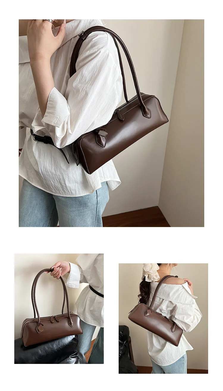Vintage Long Shoulder Bag Women Shoulder Bag Luxury PU Leather Ladies Handbag Female Commuter Shopping Underarm Bag