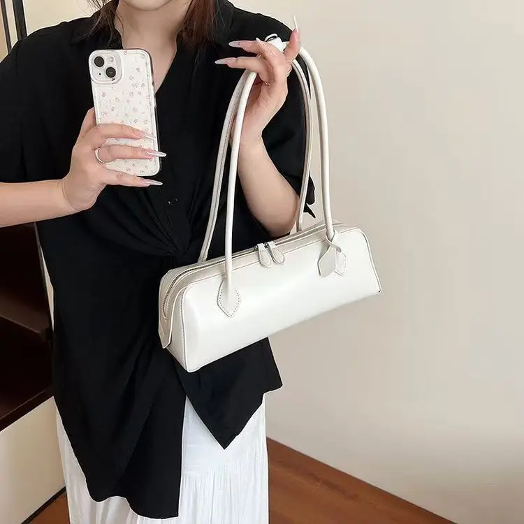 Vintage Long Shoulder Bag Women Shoulder Bag Luxury PU Leather Ladies Handbag Female Commuter Shopping Underarm Bag