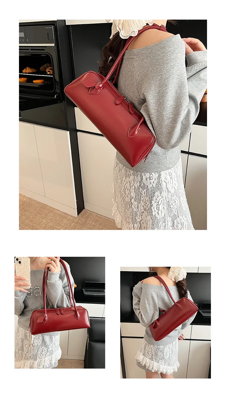 Vintage Long Shoulder Bag Women Shoulder Bag Luxury PU Leather Ladies Handbag Female Commuter Shopping Underarm Bag