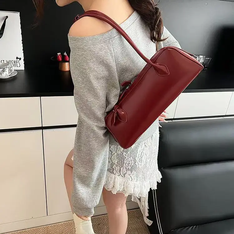 Vintage Long Shoulder Bag Women Shoulder Bag Luxury PU Leather Ladies Handbag Female Commuter Shopping Underarm Bag