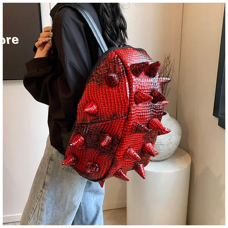 Hedgehog Shape PU Backpacks Large Capacity High Quality Unique Design Personality Backpacks for Unisex 2024 Fashion New Style