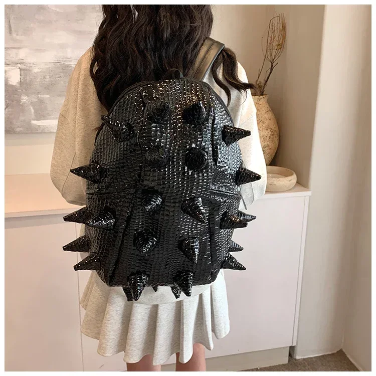 Hedgehog Shape PU Backpacks Large Capacity High Quality Unique Design Personality Backpacks for Unisex 2024 Fashion New Style